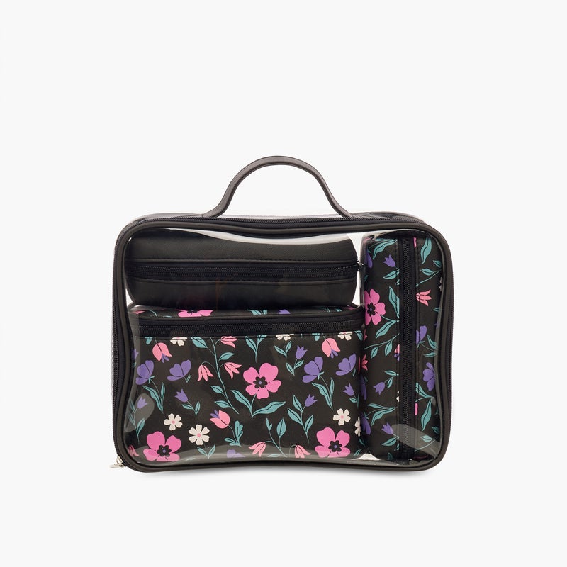 LIFESTYLE Floral Print 4-Piece Cosmetic Bag Set for Women - Image 2